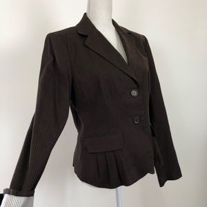 Banana Republic Striped Brown Flax Stretch Blazer